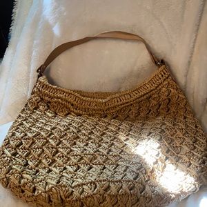 Magid black woven straw purse
